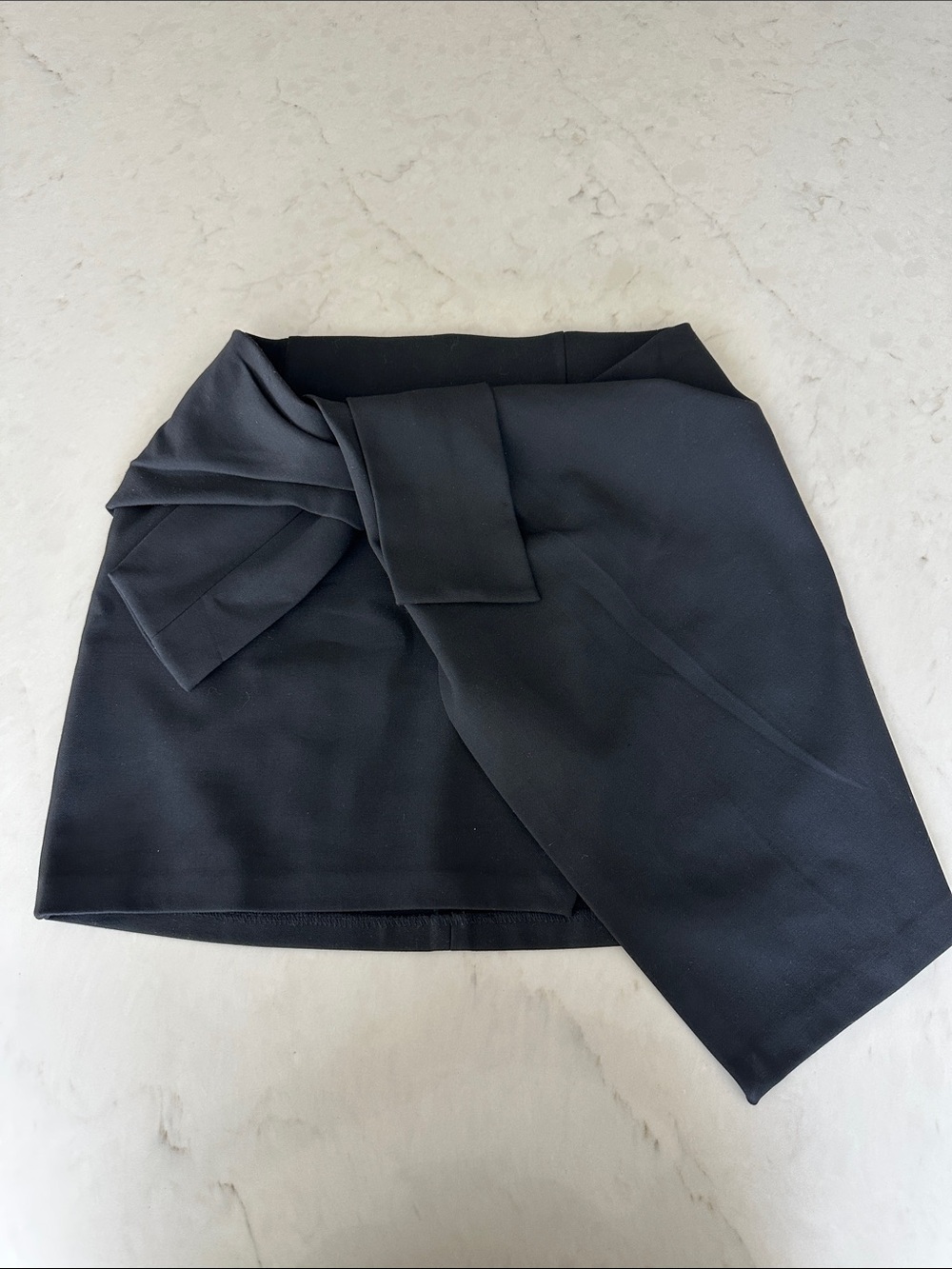 Zara Black Asymmetric Tie-Detail Mini Skirt